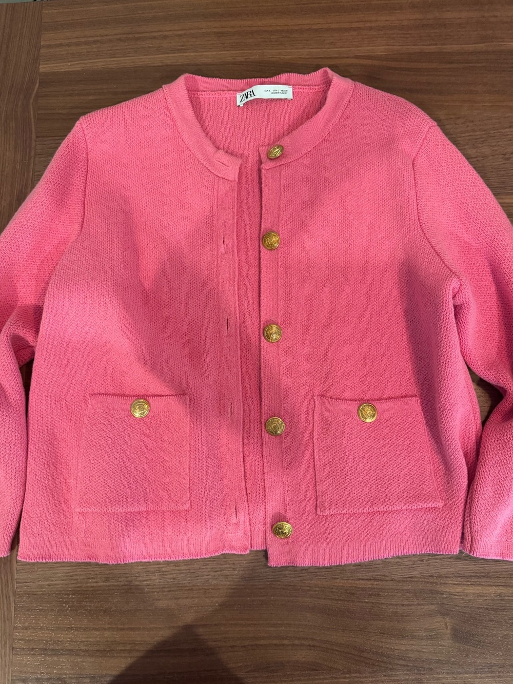 Zara Pink Knit cardigan with Gold Buttons